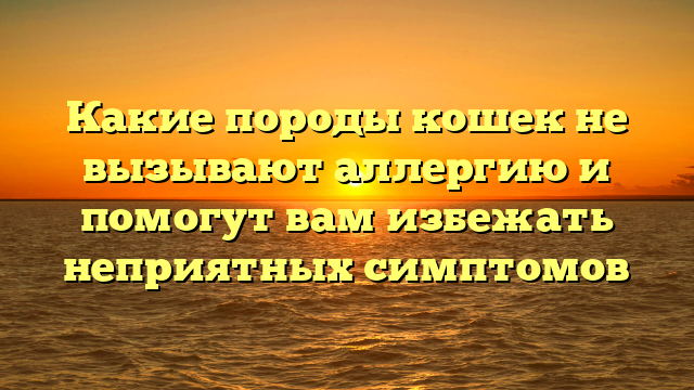 Какие породы кошек не вызывают аллергию и помогут вам избежать неприятных симптомов