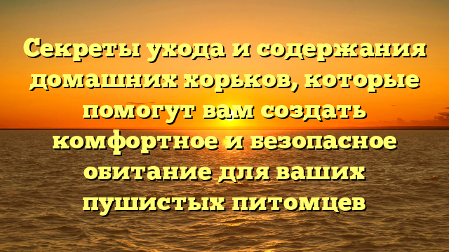 Секреты ухода и содержания домашних хорьков, которые помогут вам создать комфортное и безопасное обитание для ваших пушистых питомцев