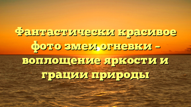 Фантастически красивое фото змеи огневки – воплощение яркости и грации природы