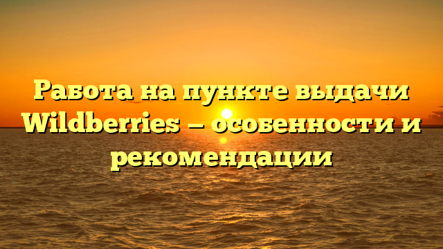 Работа на пункте выдачи Wildberries — особенности и рекомендации